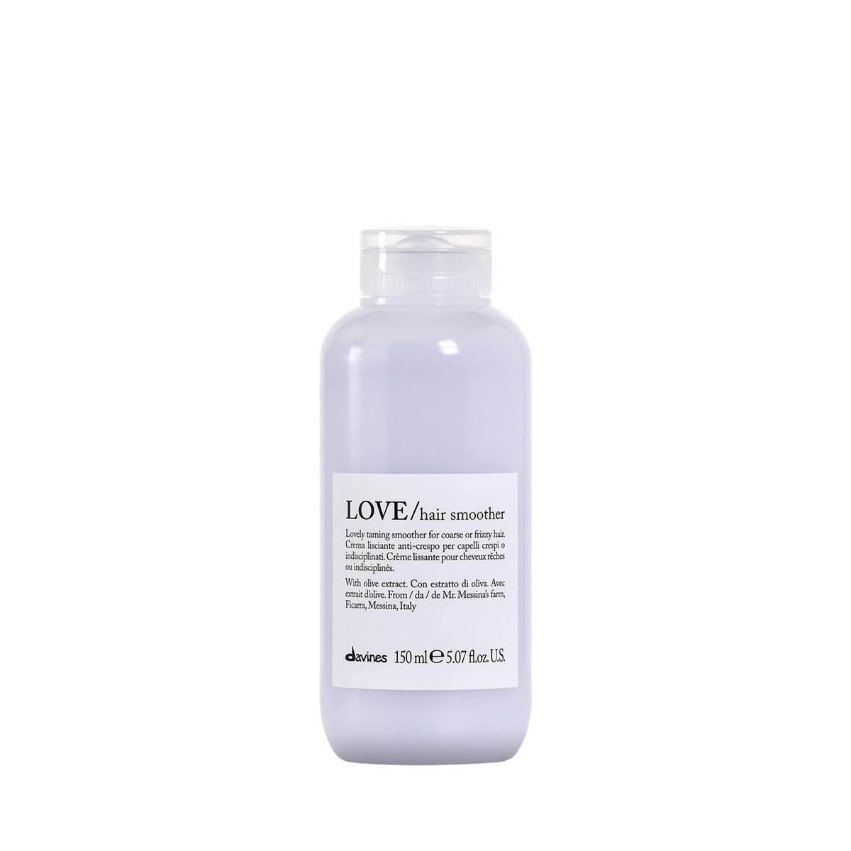 Davines LOVE Hair Smoother front packaging showing bottle and label, highlights lightweight control