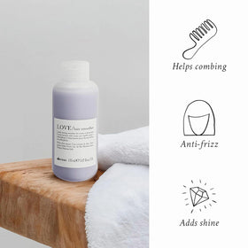 Davines LOVE Hair Smoother pump nozzle detail, shows precise dispense and no waste