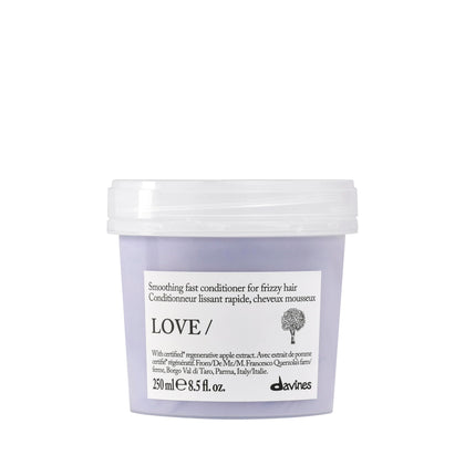 Davines bottle front view showing LOVE SMOOTHING conditioner benefits