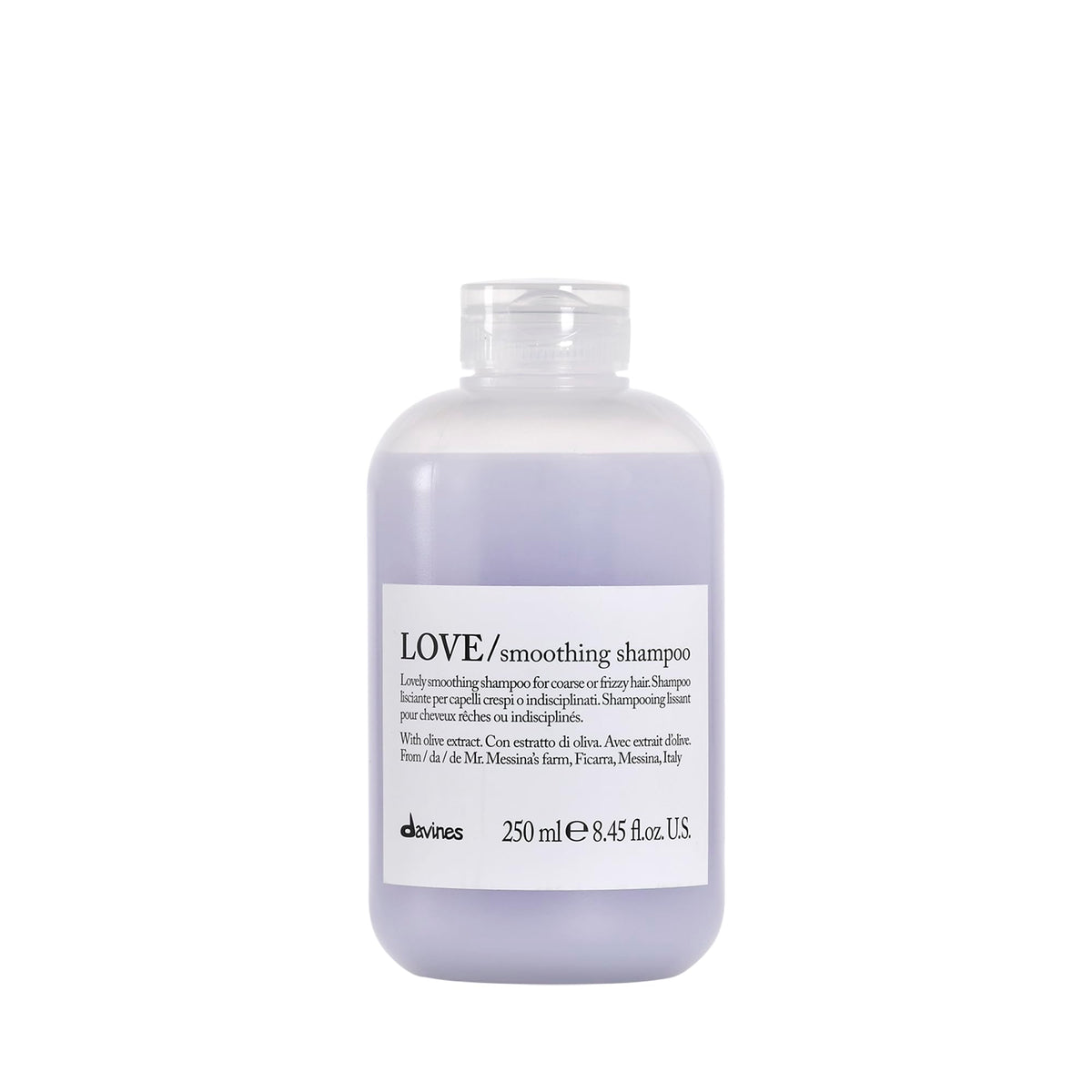 Davines bottle front view showing brand and sleek design benefit: recognizable packaging