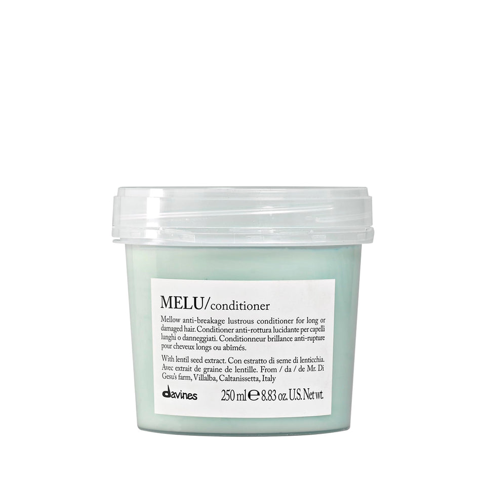 Davines MELU conditioner front packaging shows clean label and benefits