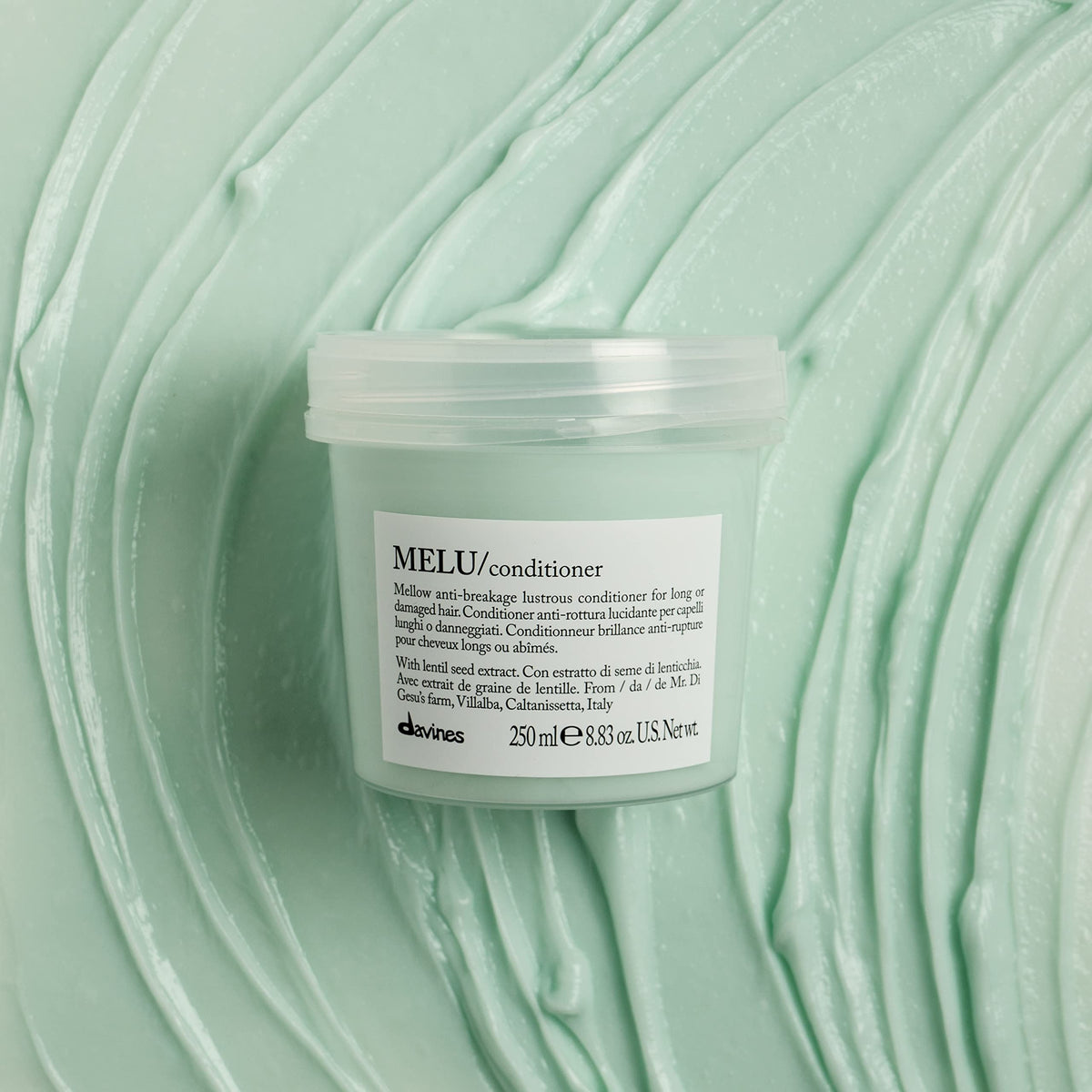 Davines MELU conditioner creamy texture close-up for smooth application