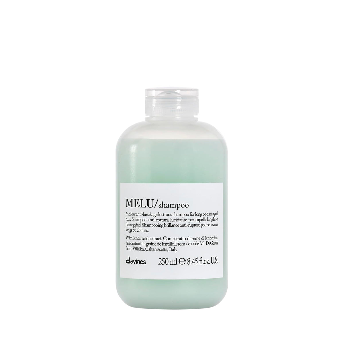 Davines MELU front bottle showing product and branding for easy recognition