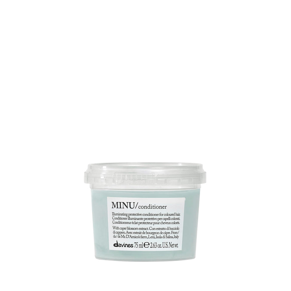 Davines MINU conditioner front packaging showing product and benefits