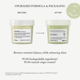 Davines MOMO conditioner texture being poured for lightweight hydration benefit