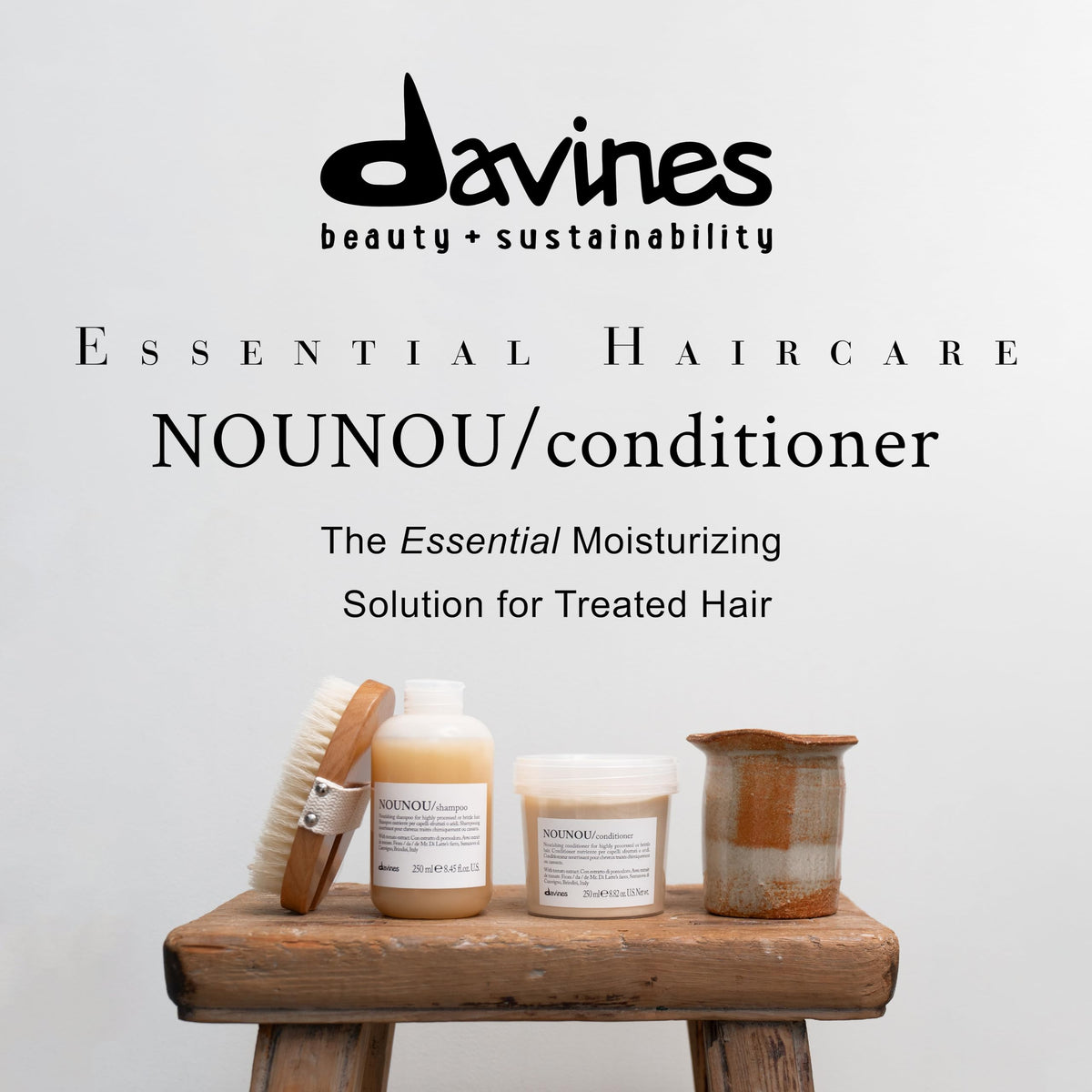 Davines NOUNOU back label ingredient panel showing tomato extract and usage directions