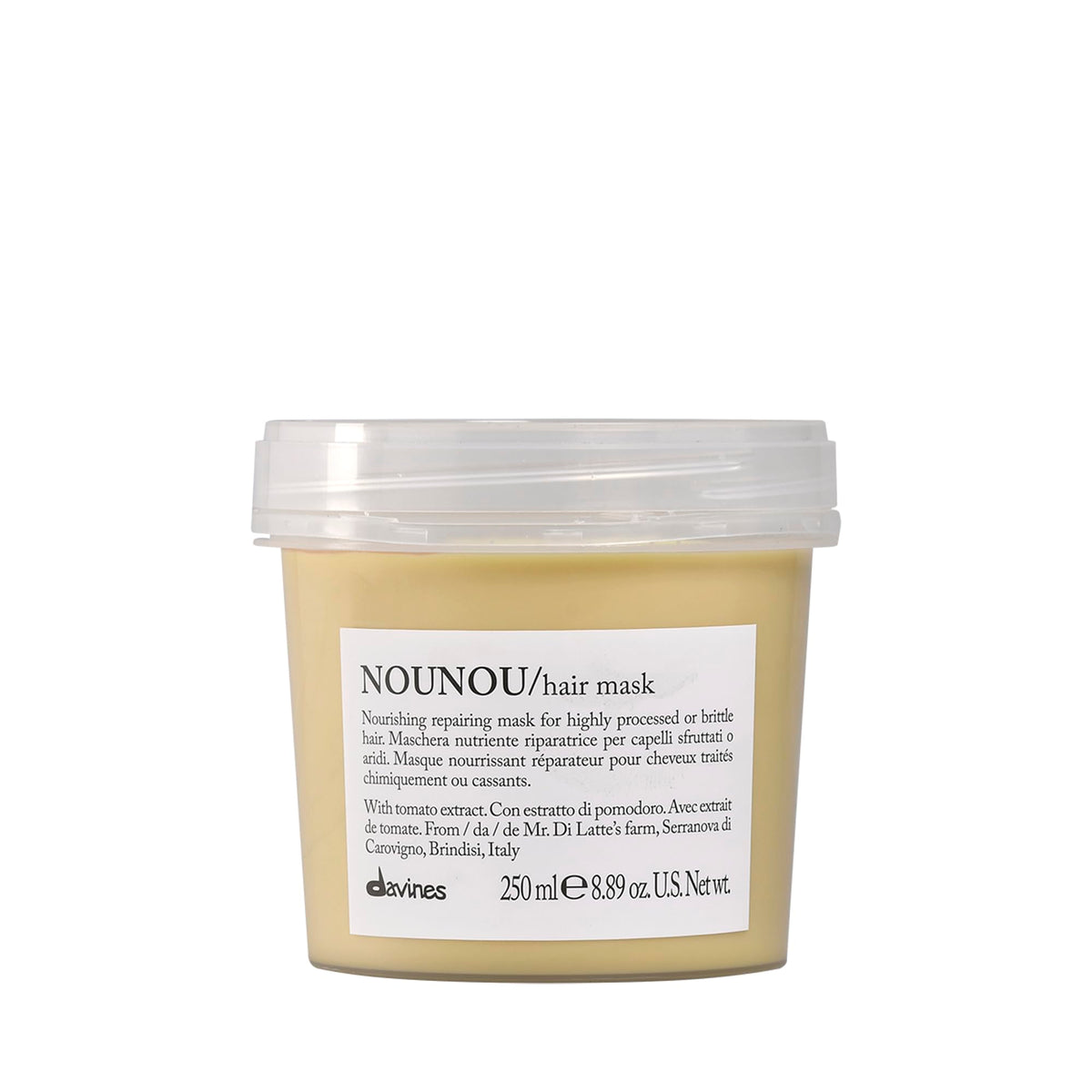 Davines NOUNOU front tube showing product and brand benefits