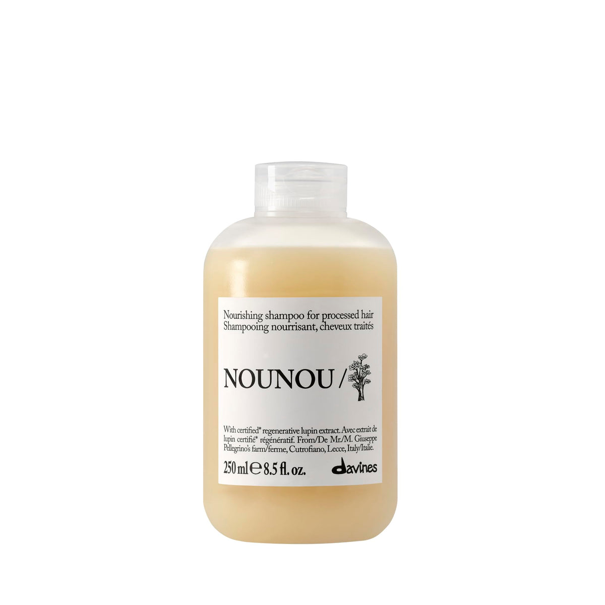 Davines NOUNOU front packaging showing bottle design and benefits