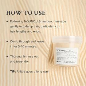 Davines NOUNOU ingredients display highlighting quality natural extracts and benefit