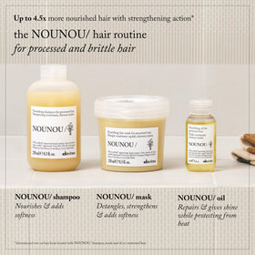 Davines NOUNOU next to hand for scale showing compact travel-friendly size