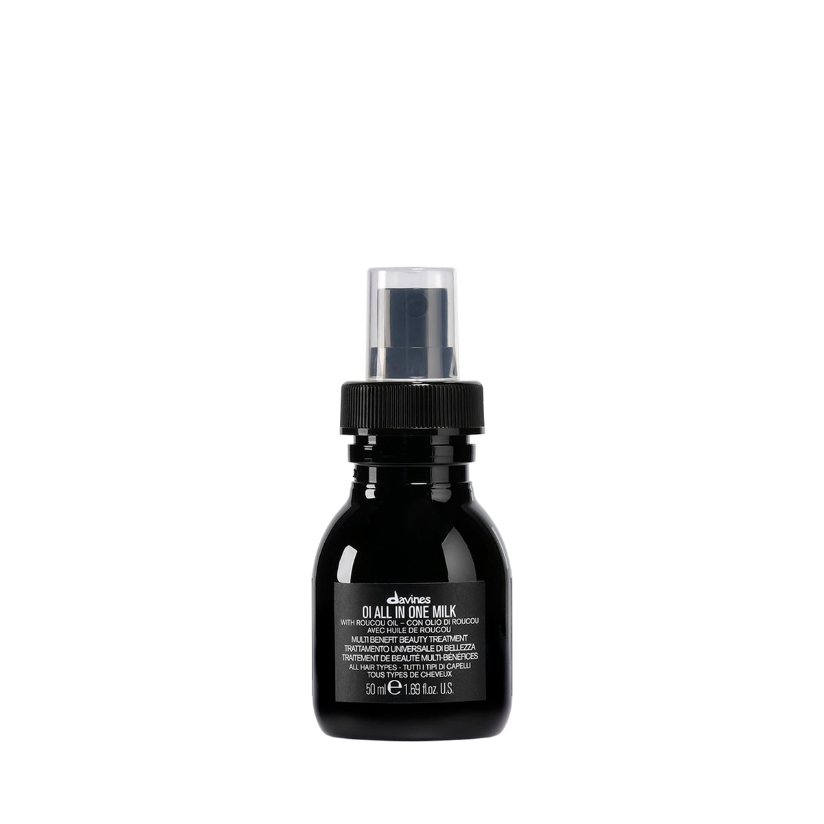 Davines OI All In One Milk front packaging showing bottle and label benefits