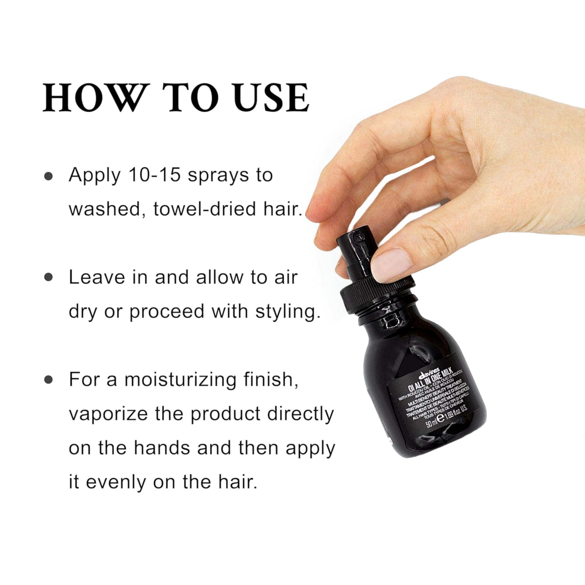 Davines bottle with ingredients label highlighting natural and active components