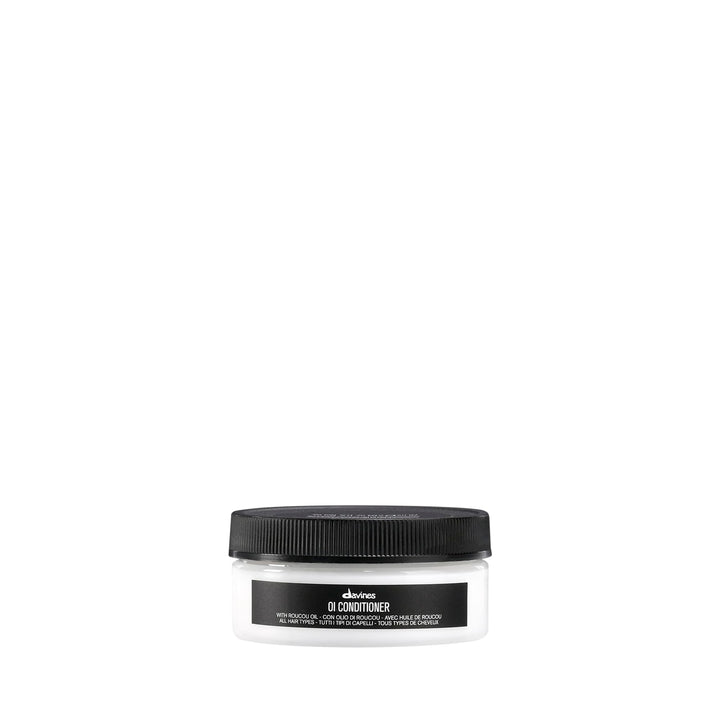 Davines front bottle showing OI Conditioner travel size and branding for easy identification