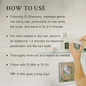 Davines OI conditioner dispensing from pump highlights easy application