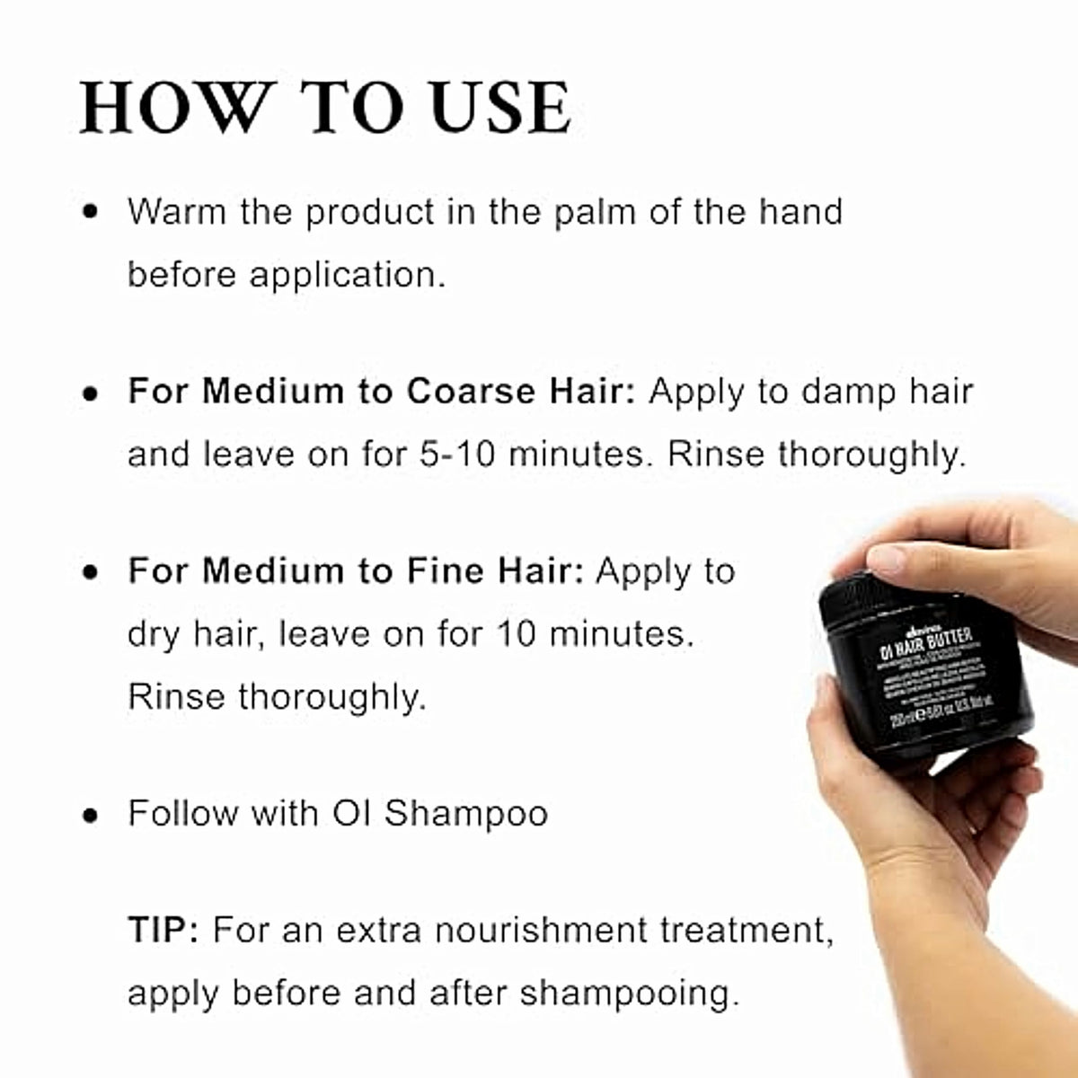 Applying Davines Hair Butter to damp hair for frizz control and softness