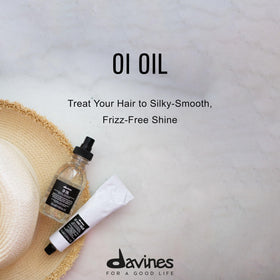Davines OI Oil pump and cap detail highlighting controlled dispensing benefit