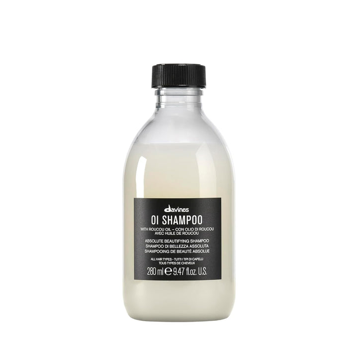 Davines OI shampoo front bottle showing packaging and benefits