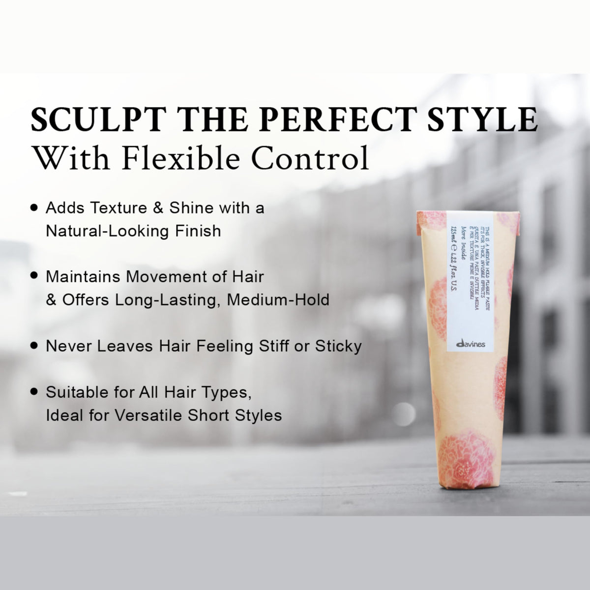Davines on-model medium hair showing definition and invisible finish benefit