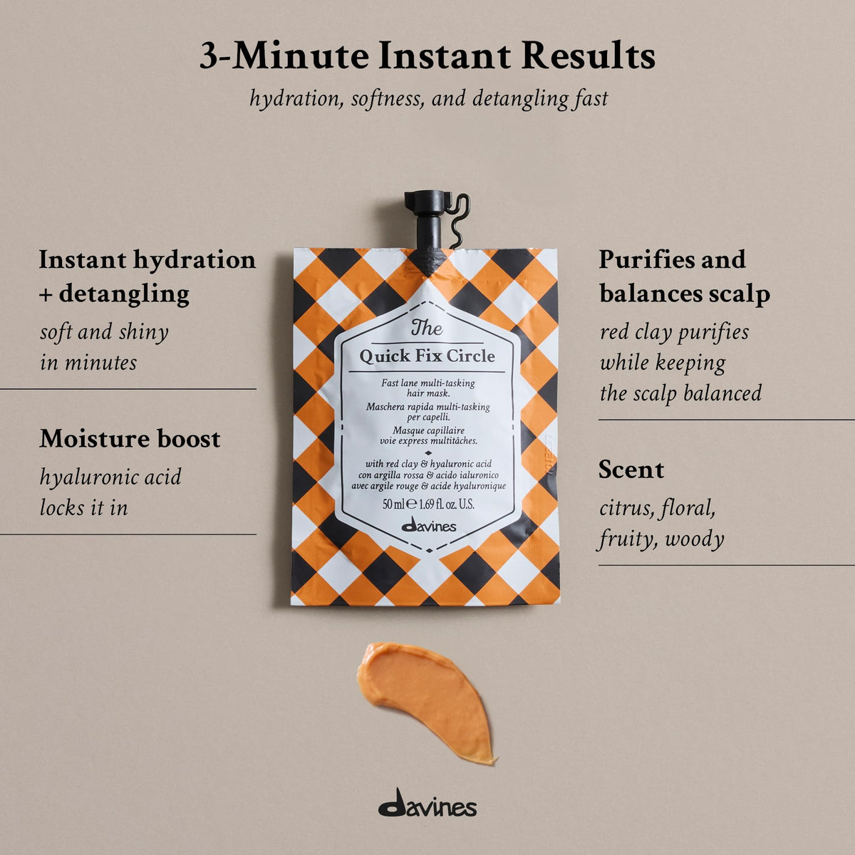 Davines open cap revealing smooth mask texture for quick application