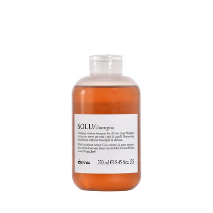 Davines SOLU front bottle showing clear branding and product benefit