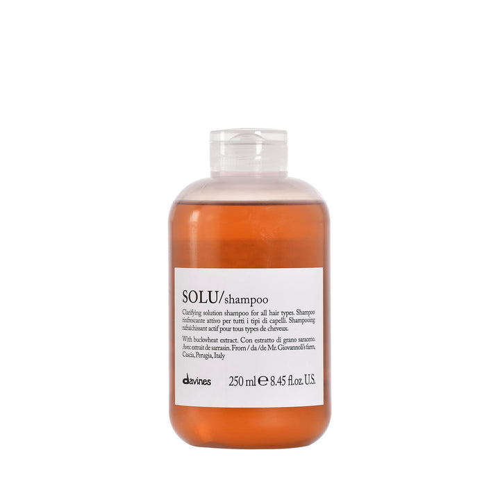 Davines SOLU front bottle showing clear branding and product benefit