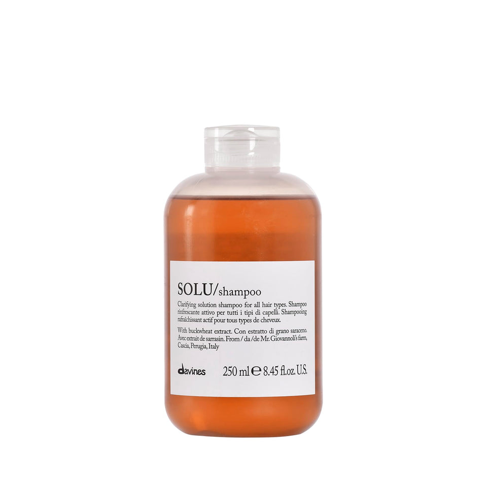 Davines SOLU front bottle showing clear branding and product benefit