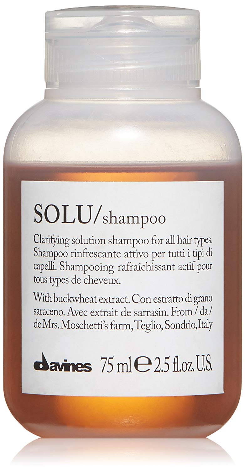 Davines SOLU front packaging shows brand and travel size benefits