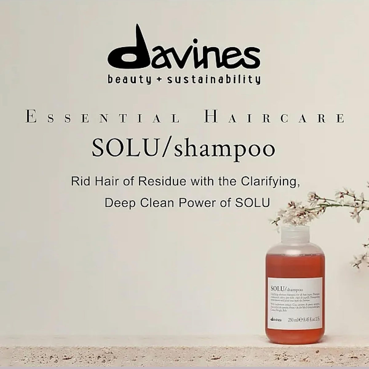 Davines SOLU airy lather texture illustrating effective residue lift