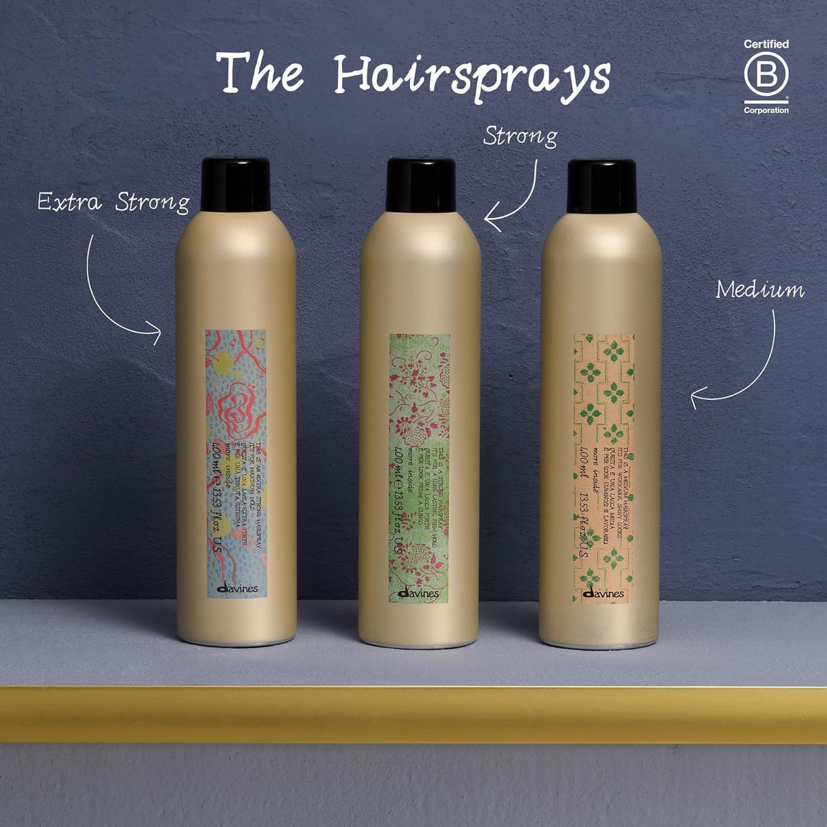 Davines before and after styling image showing smoother, controlled hair