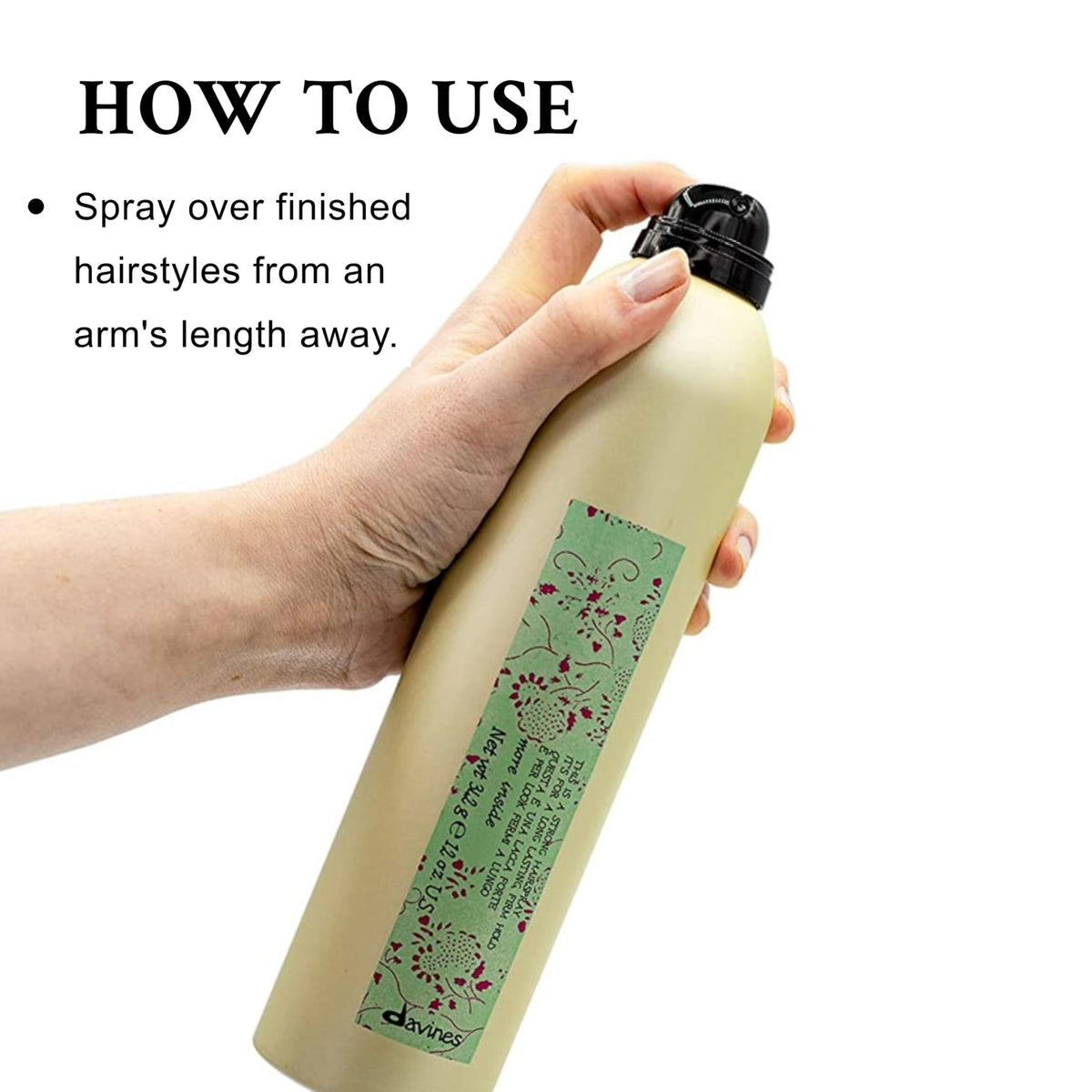 Davines misting over styled hair showing invisible finish and frizz control