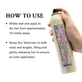 Davines texturizer in hand demonstrating mist application for instant texture