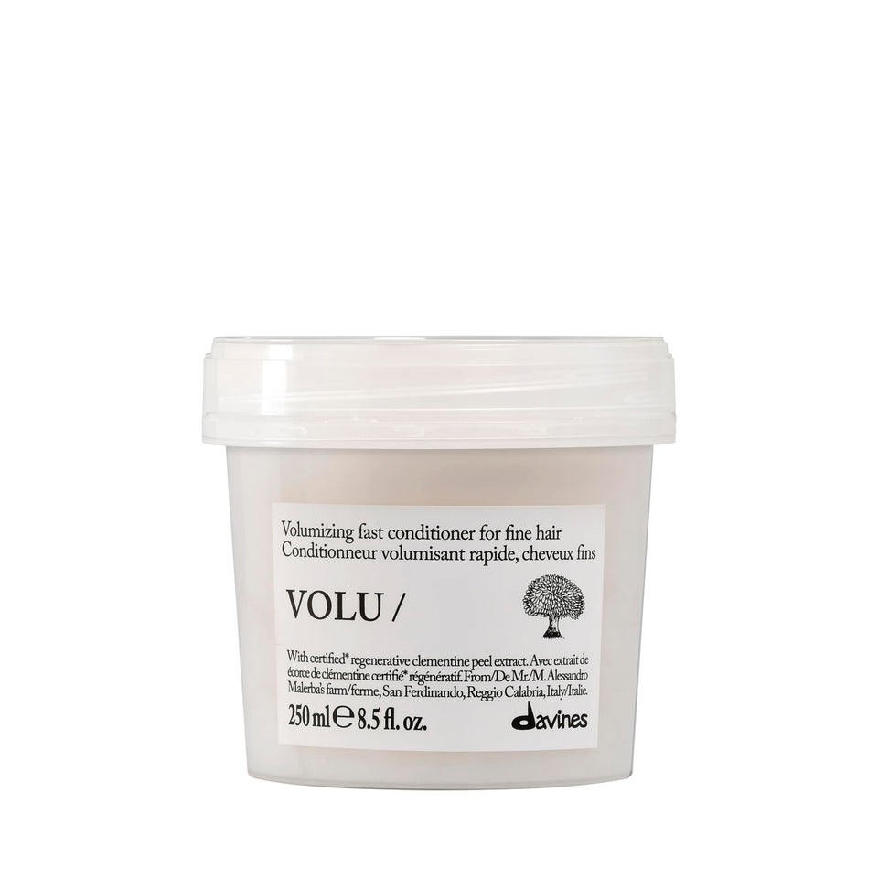 Davines Volu front packaging showing product and volume benefit