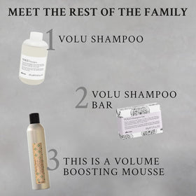 Davines VOLU shampoo being massaged into hair for instant lift