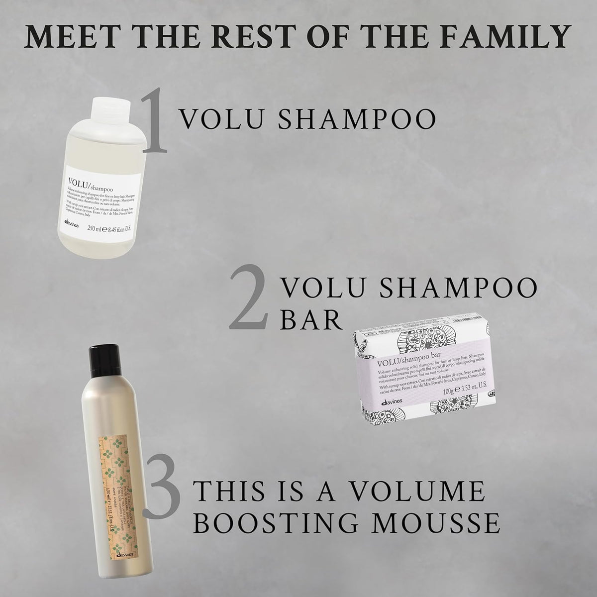 Davines VOLU scalp lather detail illustrating root lift and refresh benefit