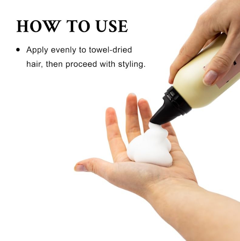 Davines mousse being applied to towel-dried hair to boost body