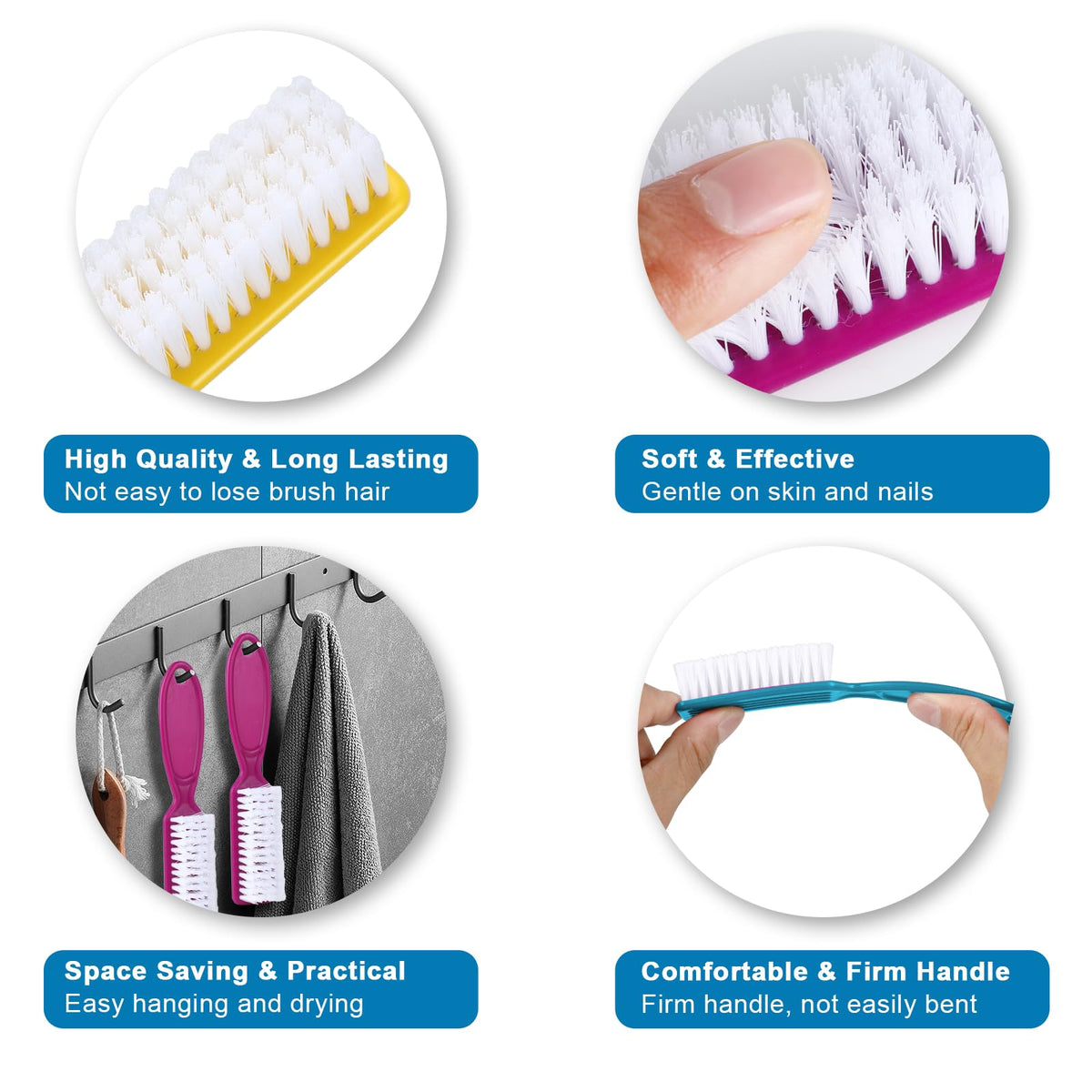 DAYGOS multicolor brushes laid out to show color-coding for hygienic use