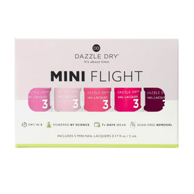 Dazzle Dry mini bottles lineup displaying five cream shades for versatile manicure options