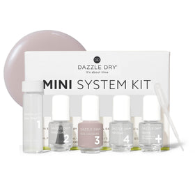 Dazzle Dry mini kit front packaging showing contents and travel-ready convenience