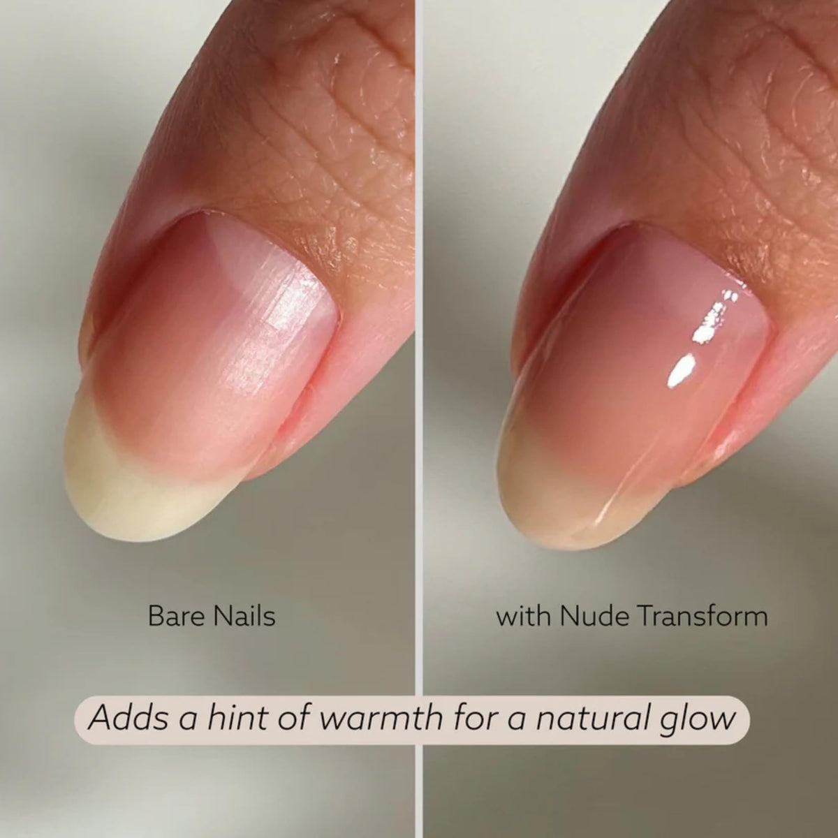 Dazzle Dry applied on a natural nail showing even neutral finish