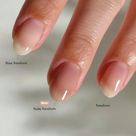 Dazzle Dry before and after nails illustrating visible ridge reduction