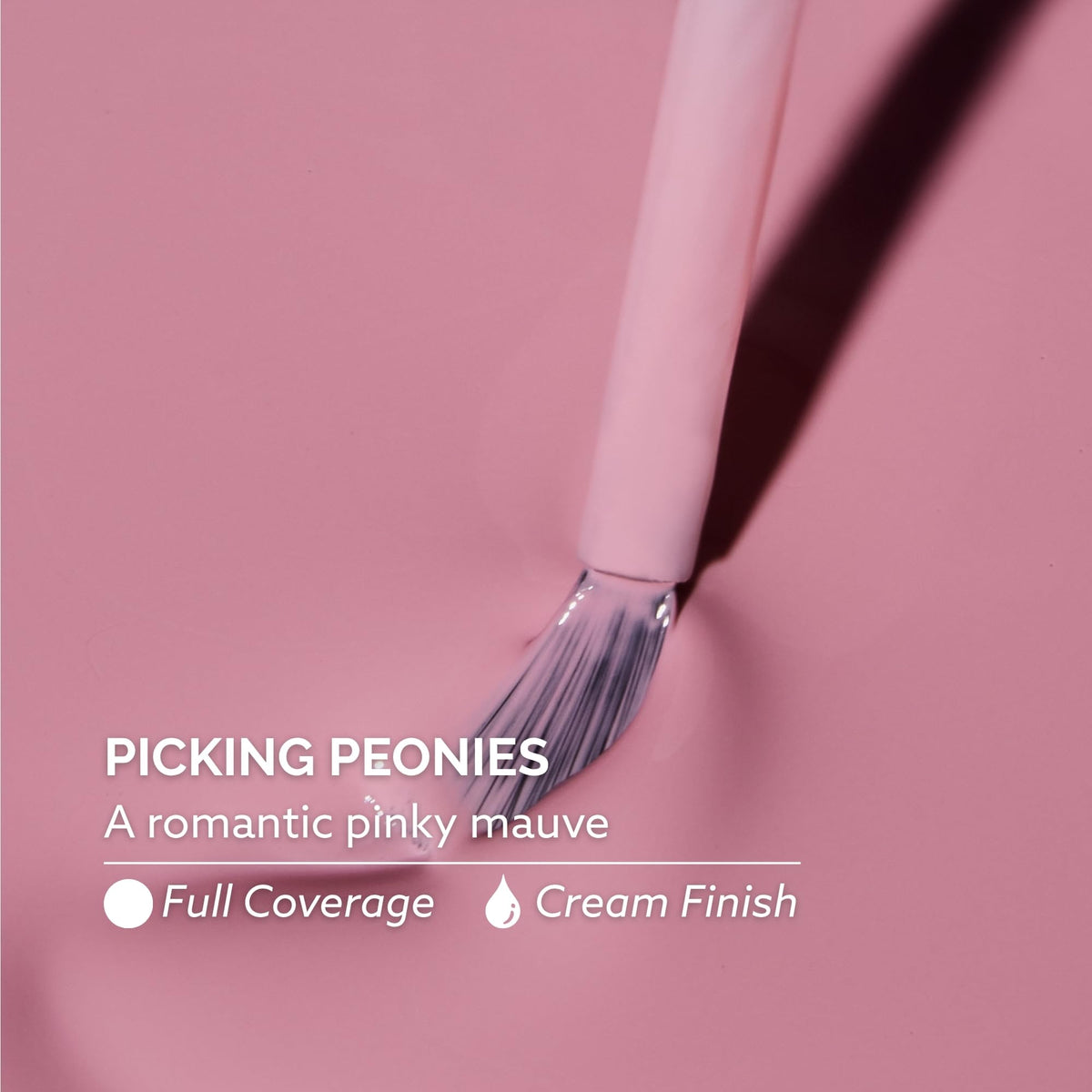 Dazzle Dry bottle cap and label detail highlighting Picking Peonies shade and easy-application feature