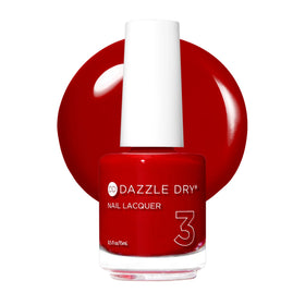 Dazzle Dry bottle front view showing true red shade and label benefit