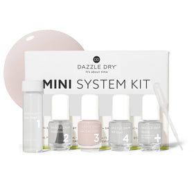 Dazzle Dry front packaging showing compact five-piece kit and benefits