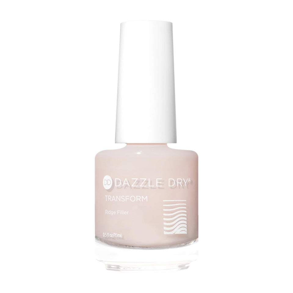 Dazzle Dry bottle front packaging showing product and benefit of smooth nails