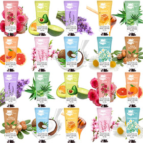 DBEAUTYM front packaging showing 20 travel lotion tubes and variety benefit