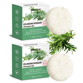 DBEAUTYM front packaging showing two rosemary shampoo bars and eco benefits