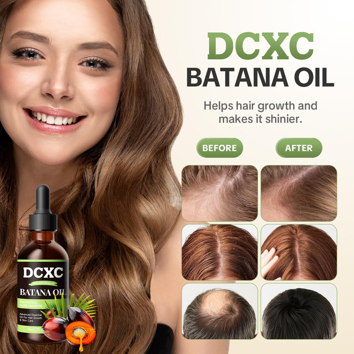 DCXC before and after hair results showing thicker, healthier-looking hair