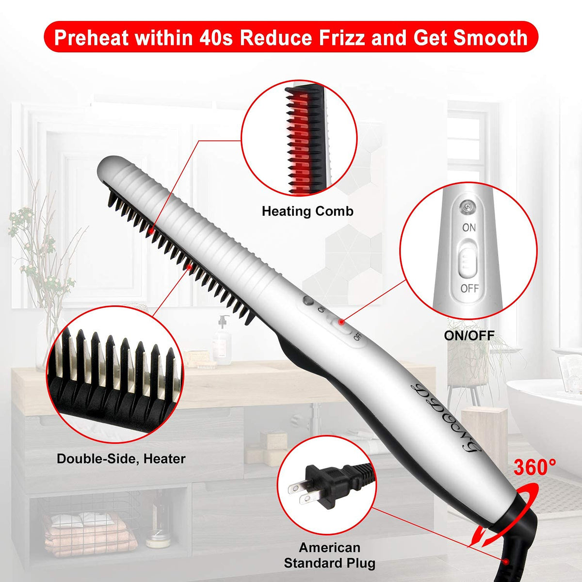 DDONG close-up of bristles and anti-static coating, minimizes snagging for smoother strokes