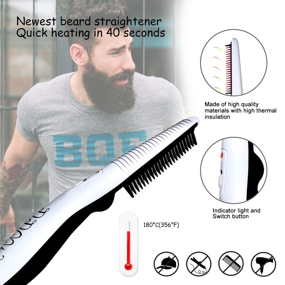 DDONG comb in use styling a beard in front of mirror, provides quick polished results