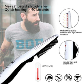 DDONG comb in use styling a beard in front of mirror, provides quick polished results